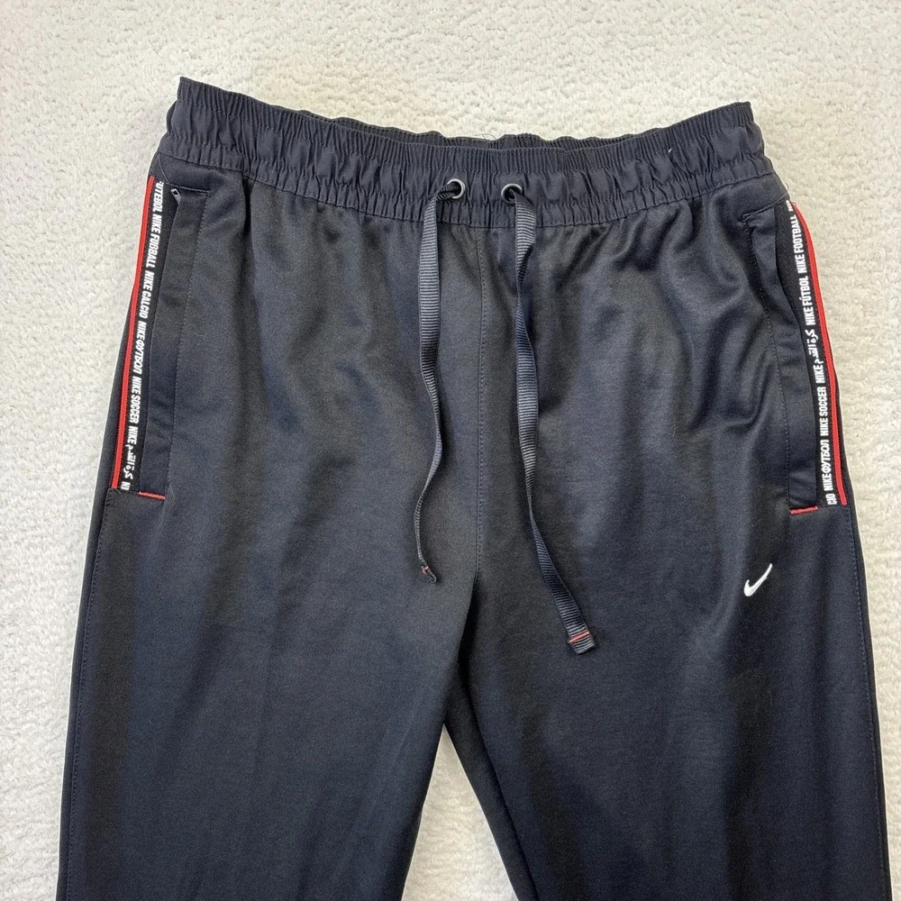 NIKE F.C. Mens Football Pants Small Black Soccer Sweatpants Zip Ankle Joggers